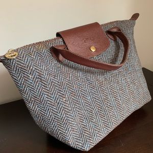 Longchamp medium classic tweed handbag